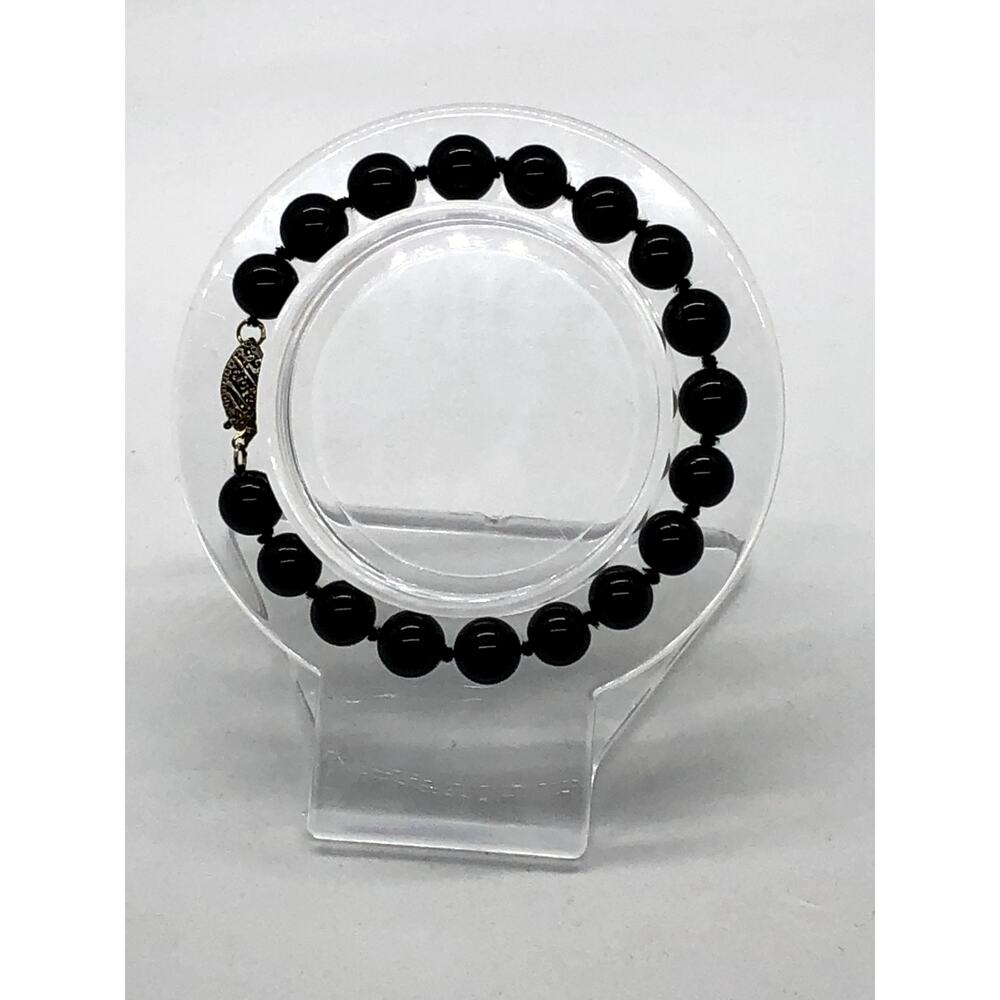 Vintage Black glass hand knotted bracelet